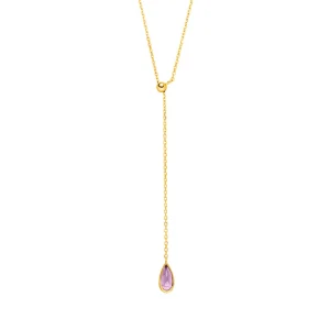 Y-Halskette Gem Drop, Amethyst, 18 Karat Gelbgold vergoldet-LEAF Clearance