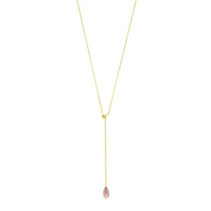 Y-Halskette Gem Drop, Amethyst, 18 Karat Gelbgold vergoldet-LEAF Clearance
