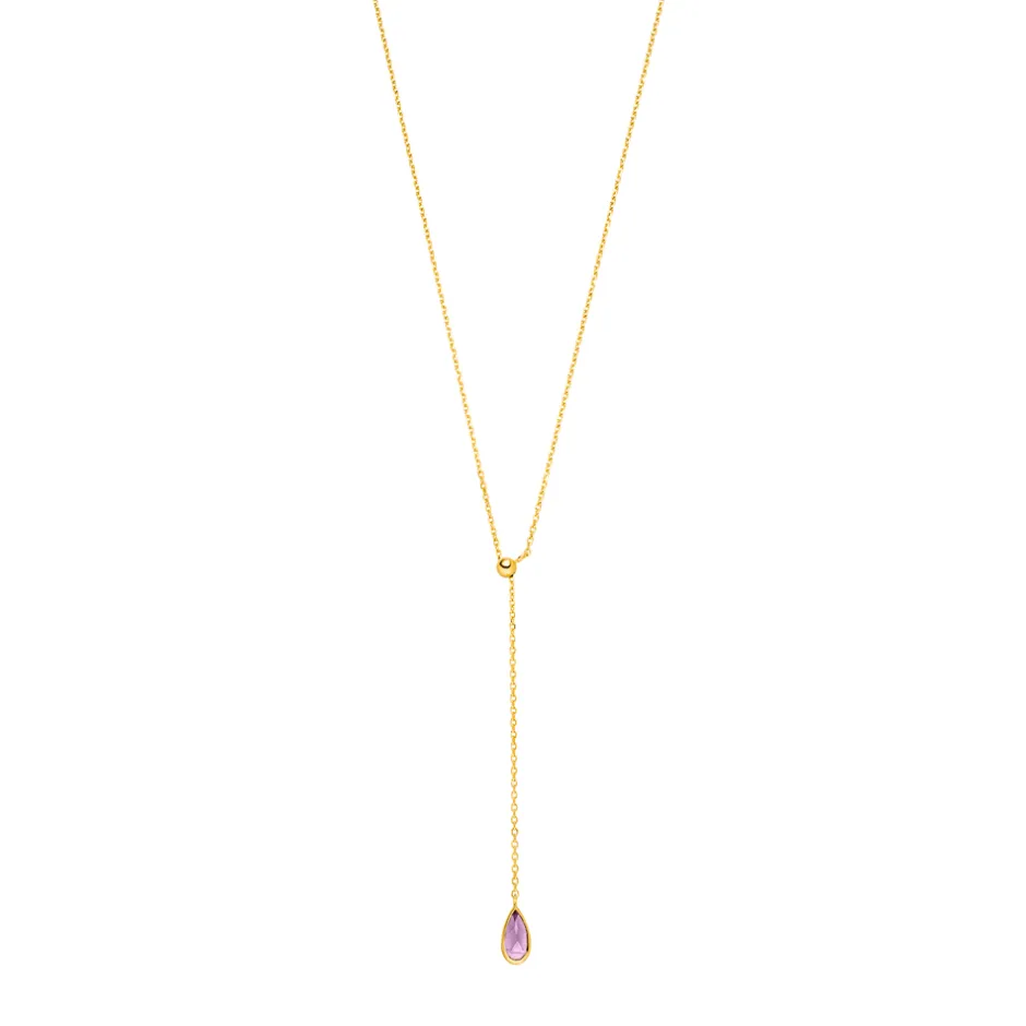 yhalskette_gem_drop_ameth_1-1.webp Y-Halskette Gem Drop, Amethyst, 18 Karat Gelbgold vergoldet-LEAF Clearance