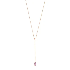 Y-Halskette Gem Drop, Amethyst, 18 Karat Rosegold vergoldet-LEAF New