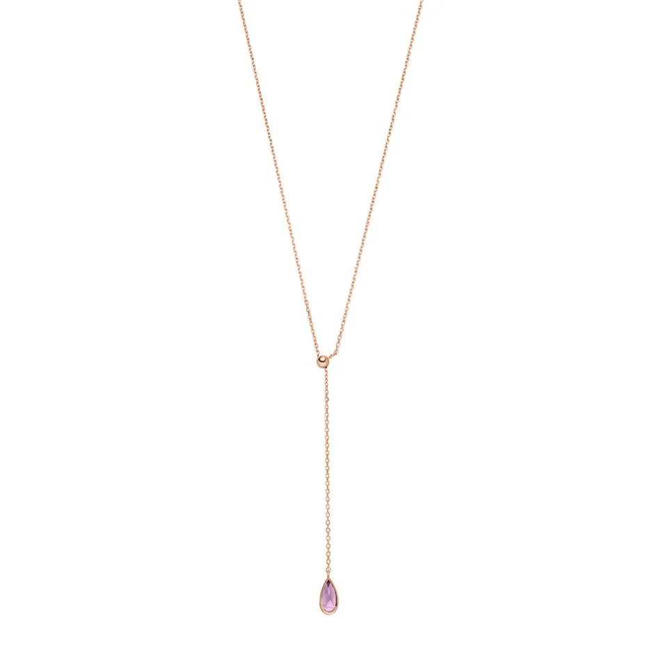 yhalskette_gem_drop_ameth_1-2.webp Y-Halskette Gem Drop, Amethyst, 18 Karat Rosegold vergoldet-LEAF New