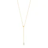 Y-Halskette Gem Drop, Aqua Chalzedon, 18 Karat Gelbgold vergoldet-LEAF New