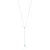 Y-Halskette Gem Drop, Aqua Chalzedon, 925 Sterlingsilber-LEAF Clearance