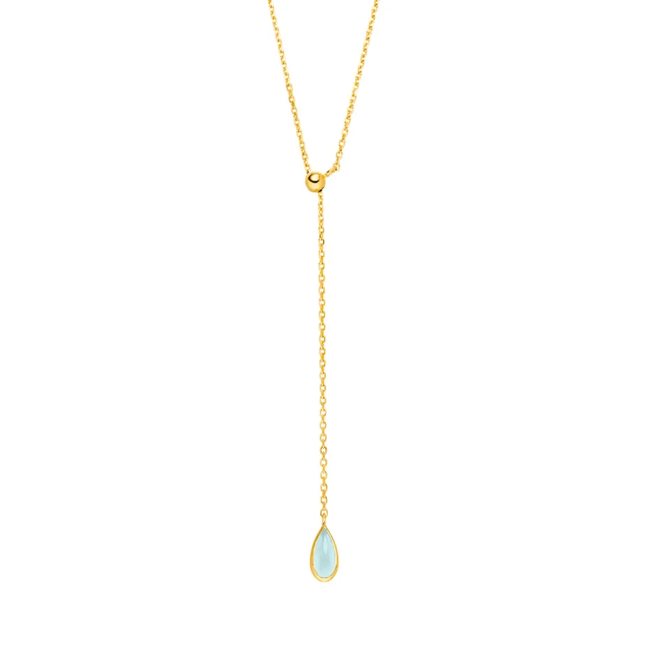 yhalskette_gem_drop_aqua__1-1.webp Y-Halskette Gem Drop, Aqua Chalzedon, 18 Karat Gelbgold vergoldet-LEAF New