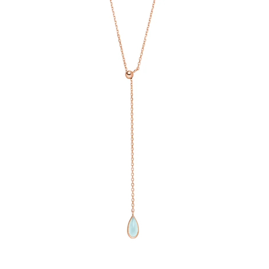 yhalskette_gem_drop_aqua__1-2.webp Y-Halskette Gem Drop, Aqua Chalzedon, 18 Karat Rosegold vergoldet-LEAF Best