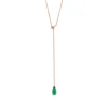 Y-Halskette Gem Drop, Grüner Achat, 18 Karat Rosegold vergoldet-LEAF New