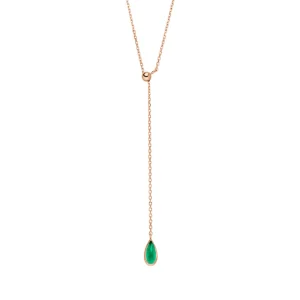 Y-Halskette Gem Drop, Grüner Achat, 18 Karat Rosegold vergoldet-LEAF New
