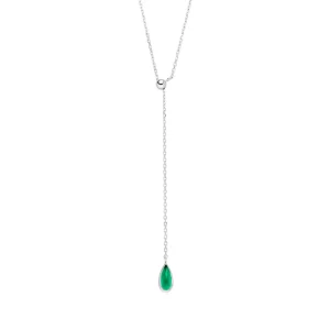 Y-Halskette Gem Drop, Grüner Achat, 925 Sterlingsilber-LEAF Online