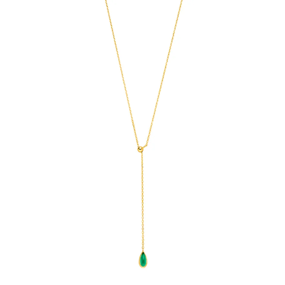 yhalskette_gem_drop_grner_1-1.webp Y-Halskette Gem Drop, Grüner Achat, 18 Karat Gelbgold vergoldet-LEAF Discount
