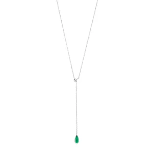 Y-Halskette Gem Drop, Grüner Achat, 925 Sterlingsilber-LEAF Online