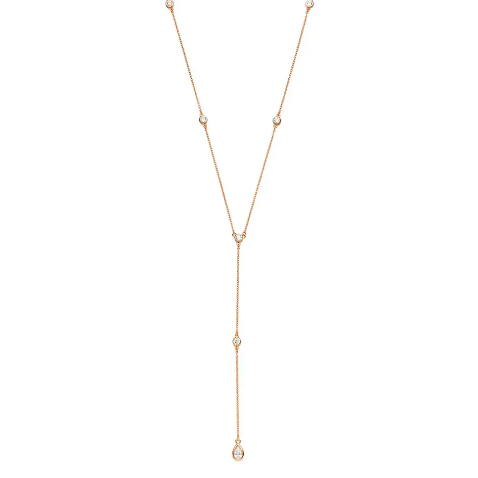 yhalskette_pure_mit_zirko_0.webp Y-Halskette Pure mit Zirkonia, 18 Karat Rosegold vergoldet-LEAF Sale